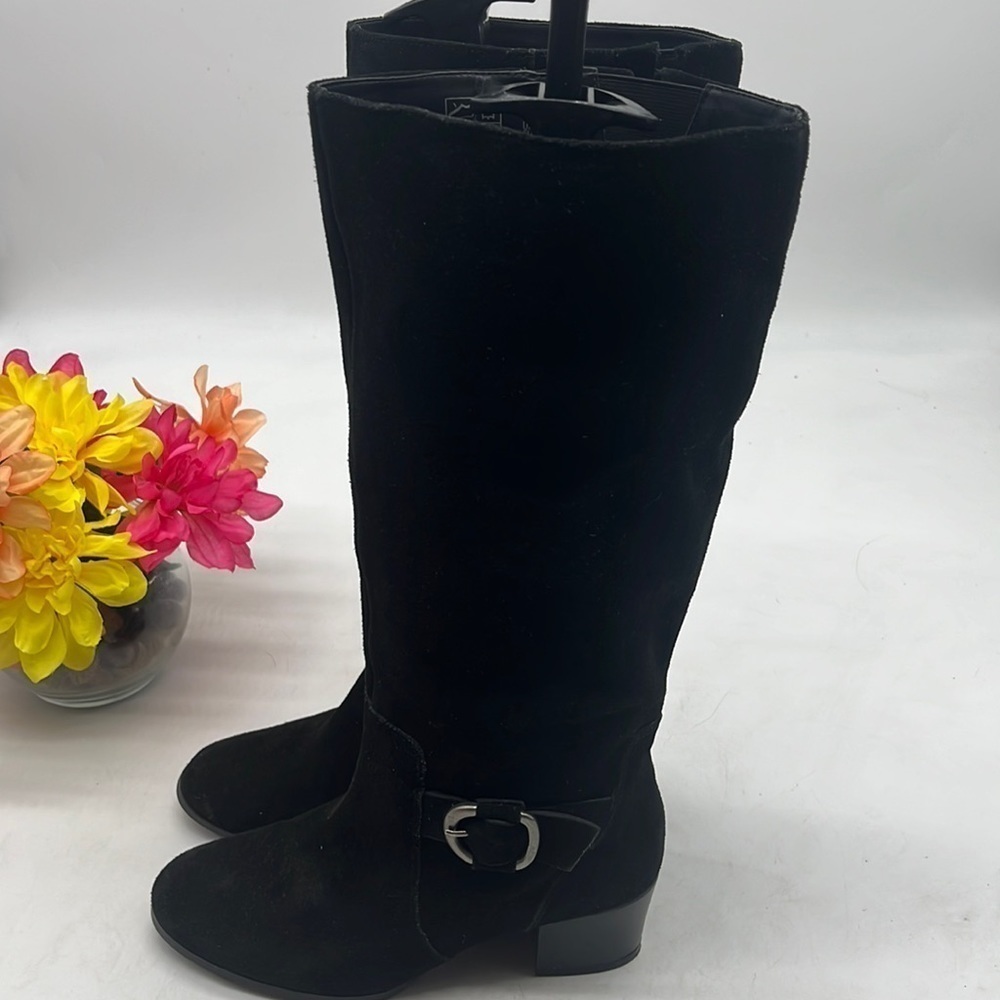 Lands' End Black Tall Suede Boots Size 6.5 TB4171B